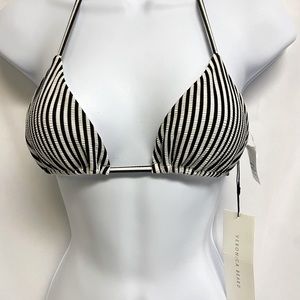 Veronica Beard New With Tag Bikini Top Vertical Stripes Black & White Sz XS